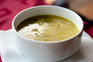 Bowl of Chicken and Vegetable soup
