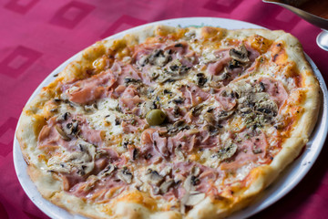 Pizza with tomato sauce 