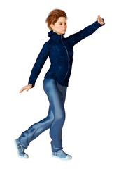 Obraz premium 3D Rendering Teenager Girl Dancing on White