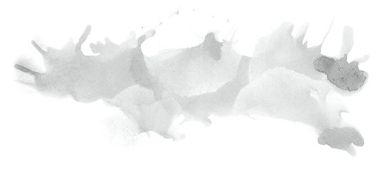 Abstract watercolor background hand-drawn on paper. Volumetric smoke elements. Neutral gray color. For design, web, card, text, decoration, surfaces.