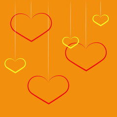 heart shapes in different sizes and colors for Valentines Day background.