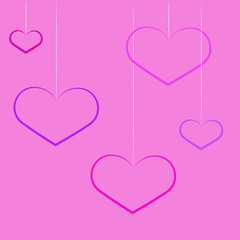 heart shapes in different sizes and colors for Valentines Day background.