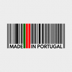 barcode made in portugal, vector illustration on transparent background