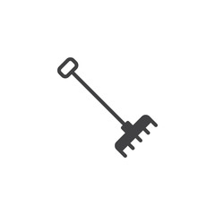 Garden rake vector icon. filled flat sign for mobile concept and web design. Cultivating rake glyph icon. Agriculture, farming symbol, logo illustration. Pixel perfect vector graphics