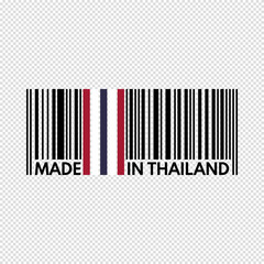 barcode made in thailand, vector illustration on transparent background