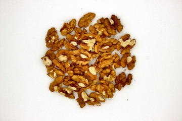 Walnut Kernels (Other Names: Juglans Regia, Persian Walnut, English Walnut, Circassian Walnut). Isolated Image On A White Background