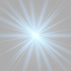 Blue glowing light burst explosion.
