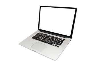 Isolated laptop with empty space on white background