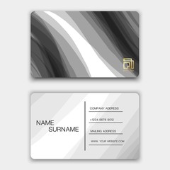 Fototapeta premium Modern business card template design. With inspiration from the abstract.Contact card for company. Two sided black and white . Vector illustration. Flat design.