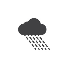 Rainy cloud vector icon. filled flat sign for mobile concept and web design. Cloud and rain glyph icon. Rainy weather symbol, logo illustration. Pixel perfect vector graphics