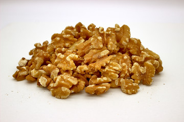 Walnut Kernels (Other Names: Juglans Regia, Persian Walnut, English Walnut, Circassian Walnut). Isolated Image On A White Background