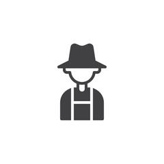 Farmer man avatar vector icon. filled flat sign for mobile concept and web design. Gardener silhouette glyph icon. Agriculture symbol, logo illustration. Pixel perfect vector graphics