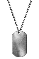 chrome metal tag and necklace.