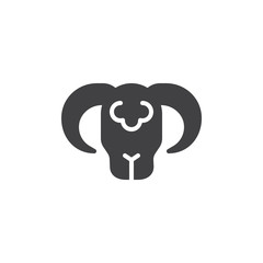 Horned Sheep vector icon. filled flat sign for mobile concept and web design. Head of the ram glyph icon. Farming symbol, logo illustration. Pixel perfect vector graphics
