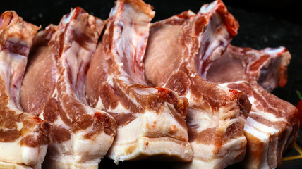 Raw fresh meat. Raw Pork Rib Meat.