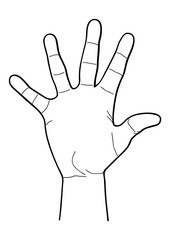 Hand in monochrome style isolated on white background. Part of body symbol stock vector illustration.