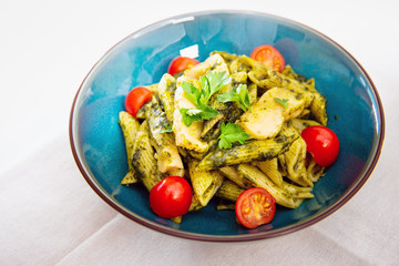 Chicken penne with Pesto sauce