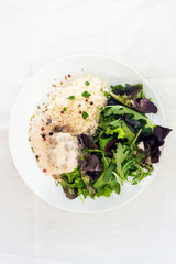 Veal Paupiette stewed with cream and rice
