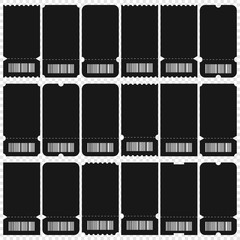 Ticket templates. Set of coupons and tickets with barcode. Vector illustration.