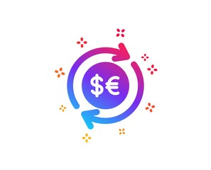 Money exchange icon. Banking currency sign. Euro and Dollar Cash transfer symbol. Dynamic shapes. Gradient design money currency icon. Classic style. Vector