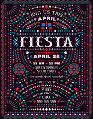 Fiesta celebration announce poster template with Mexican national decorative ornaments. - 260278756