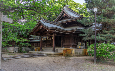 Iwakura Inari Shrine with Equipment in a typical, green landscape close to Himeji Castle. Himeji, Hyogo, Japan, Asia.