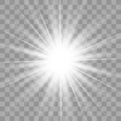 White glowing light burst explosion.