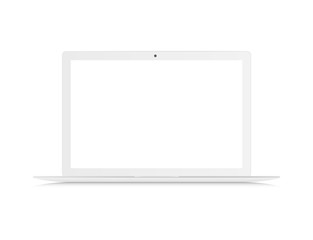 Realistic laptop, white laptop mockup