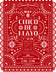 Cinco De Mayo celebration poster design with paper cut. - 260284171
