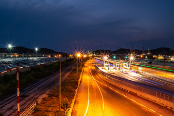 traffic in the city at night