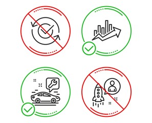 Fototapeta premium Do or Stop. Growth chart, Car service and Approved icons simple set. Startup sign. Sale diagram, Repair service, Refresh symbol. Developer. Technology set. Line growth chart do icon. Vector