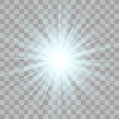 Star blue explodes on transparent background.