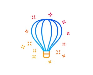 Air balloon line icon. Sky trip sign. Flight transportation symbol. Gradient design elements. Linear air balloon icon. Random shapes. Vector