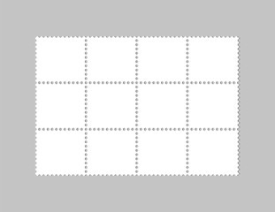 Blank postage stamps. Postcard. Stamps for mail letter. Perforated postage stamps.