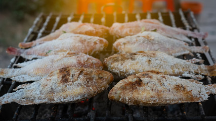 Grilled ruby ​​fish on the stove