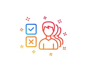 Choice line icon. Select answer sign. Business test symbol. Gradient design elements. Linear opinion icon. Random shapes. Vector