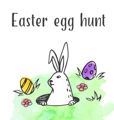 Easter rabbit and eggs