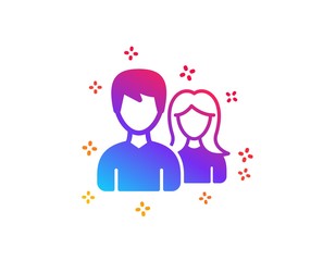 Couple icon. Users Group or Teamwork sign. Male and Female Person silhouette symbol. Dynamic shapes. Gradient design couple icon. Classic style. Vector