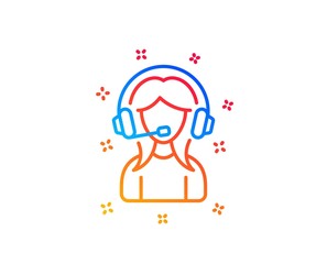 User Support line icon. Female Profile sign. Woman Person silhouette symbol. Gradient design elements. Linear support icon. Random shapes. Vector