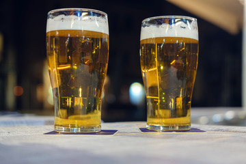 Cold light beer glasses