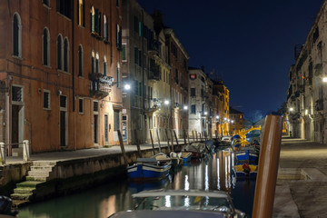 Canal in Venice at night
