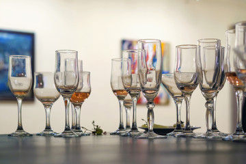 Left overs of shampagne in the glasses