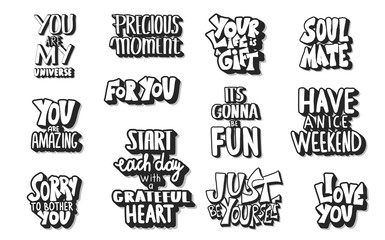 Set of motivational quotes isolated. Vector text.