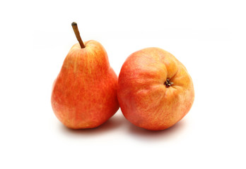 Red pears isolated on white