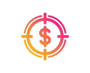 Target with Dollar icon. Aim symbol. Cash or Money sign. Classic flat style. Gradient dollar Target icon. Vector
