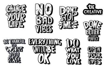Obraz premium Set of motivational quotes. Vector illustration.