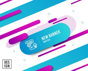 Cogwheel line icon. Engineering tool sign. Idea bulb symbol. Diagonal abstract banner. Linear cogwheel icon. Geometric line shapes. Vector