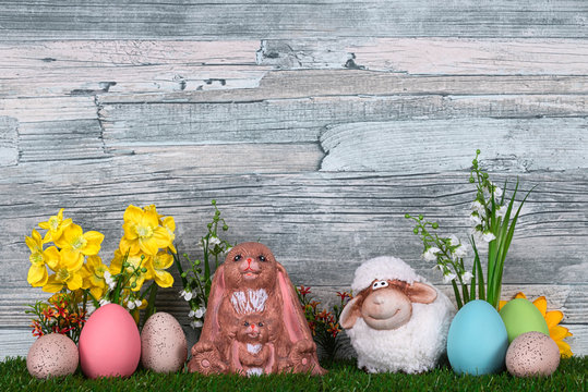 Die Osterh&auml;sin mit ihrem Hasenkind