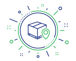 Obraz premium Parcel tracking line icon. Delivery monitoring sign. Shipping box location symbol. Quality design elements. Technology parcel tracking button. Editable stroke. Vector