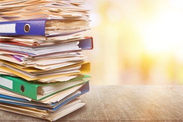 File folders with documents, close-up view